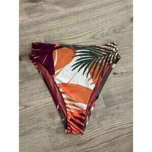 NWOT Vitamin A Tropical Leaf Print High Waist Bikini Bottom Size Xsmal